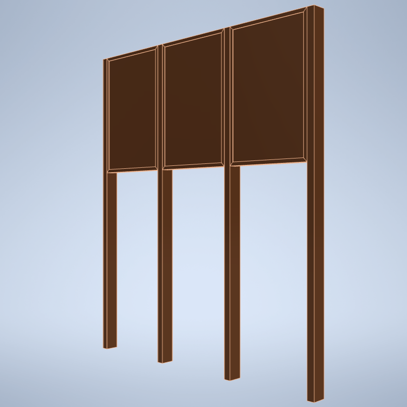 Triple Upright Wayside Exhibit Mount (Aluminum/Steel)