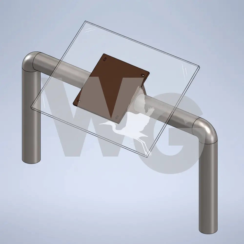 Frameless Rail Wayside Exhibit Mount (Aluminum/Steel) - Any Size Smaller than 36’’ x 18’’ / Metal Railing
