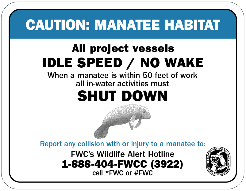 Caution Boaters Watch for Manatee Sign 30x24