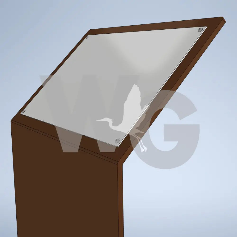Frameless Angled Wayside Exhibit Mount (Aluminum/Steel/Weathering Steel)