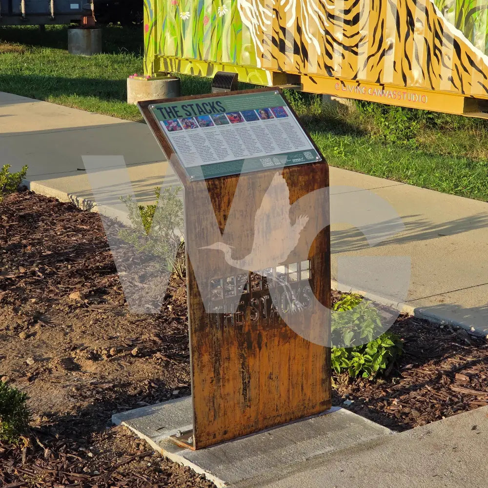 Frameless Angled Wayside Exhibit Mount (Aluminum/Steel/Weathering Steel)