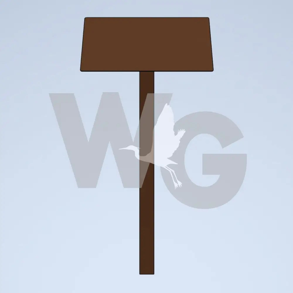 A simple brown signpost or T-shaped post centered on a light blue-gray gradient background.