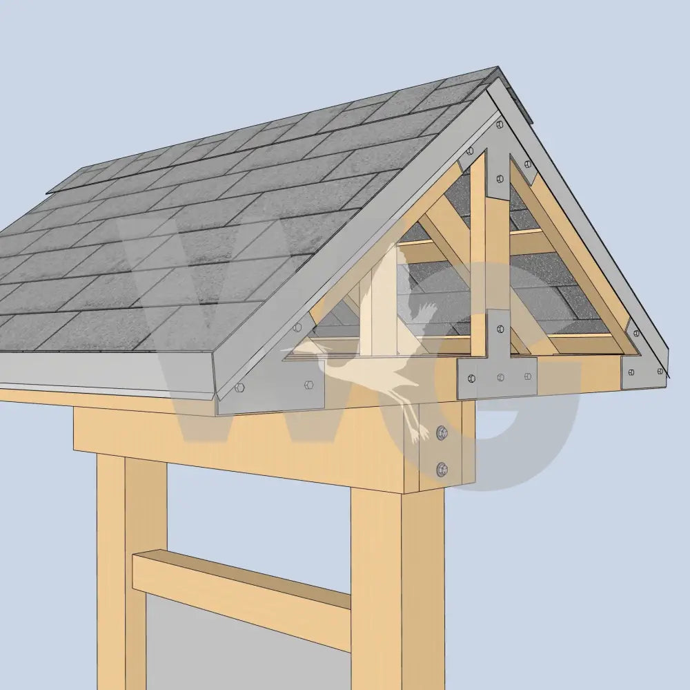 Outdoor Wood Kiosk with Gable Roof and Brackets