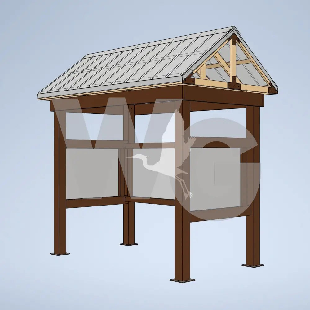 Sheltered Gable Kiosk 4 with Baseplates
