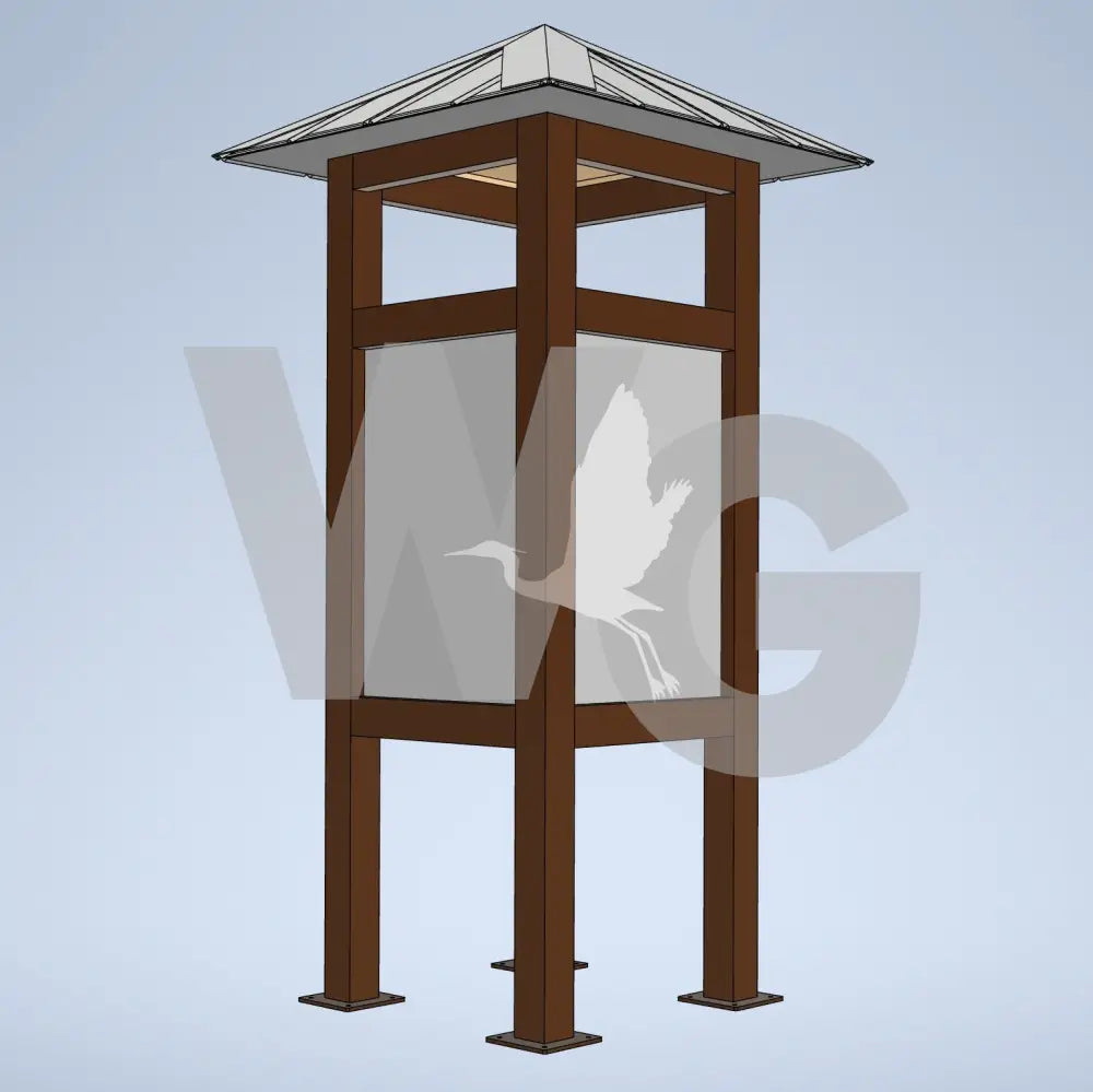 Towne Center Kiosk 4 (Aluminum/Steel) with Base Plates