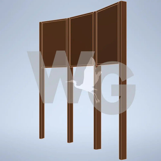 Triple Upright Offset Wayside Exhibit Mount (Aluminum/Steel)